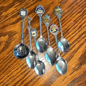 VTG Lot 7 Souvenir Spoons Silver Plate Scotland Segovia Claddaugh Fiji Tasmania